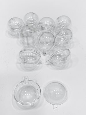 כדורי פלסטיק קוטר 6 סמ נפתחים לשתיים מתאים להכנת כדורי פצצה לאמבטיה או להכניס ממתקים 10 יח