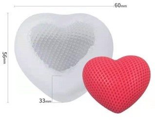 סיליקון לב מעוגל תלת ממד עם דוגמה 5.6 סמ