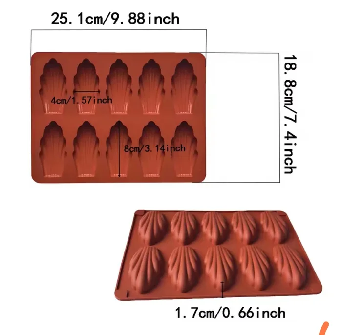 תבנית סיליקון מדלין 9 שקעים.