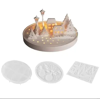 תבנית סיליקון 3 חלקים מגש +סטנד+צורות שונות עץ חג המולד.