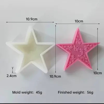 תבנית סיליקון כוכב עם הדפס מתאים לנר ,גבס ,אפוקסי.