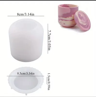 תבניתסיליקון קופסה חלקה עם מכסה מתאים לגבס ,איפוקסי,כלי לנר.