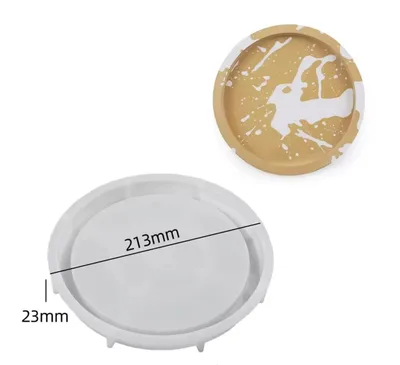 תבנית סיליקון מגש עגול עם שוליים מתאים לגבס ,איפוקסי.